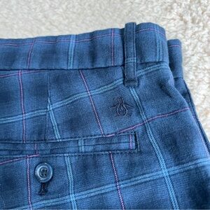 Original Penguin Blue Plaid Flat Front Pants 36x32